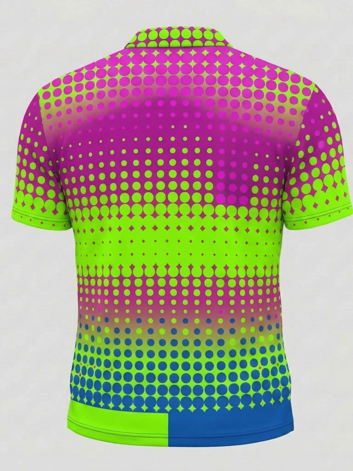 Moisture Wicking Golf Polo 3D Neon Multicolor Gradient Dot Pattern Button Short Sleeve Golf Polo Shirt