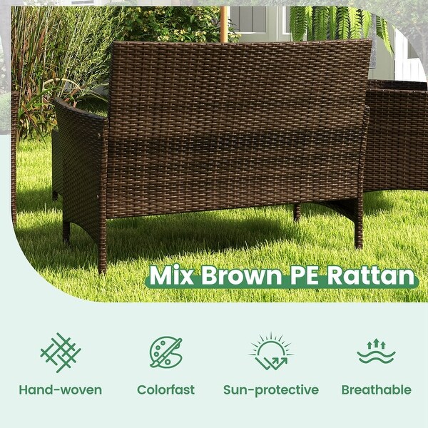 Costway 4 PCS Patio Furniture Set with Washable Cushions and Tempered