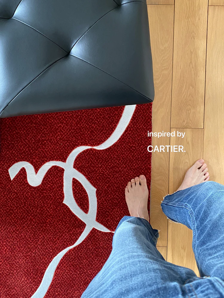 CP068 - Ribbon Carpet inspired by Cartie* Ebony Red Art Floor Mat Living Room Entrance Mat