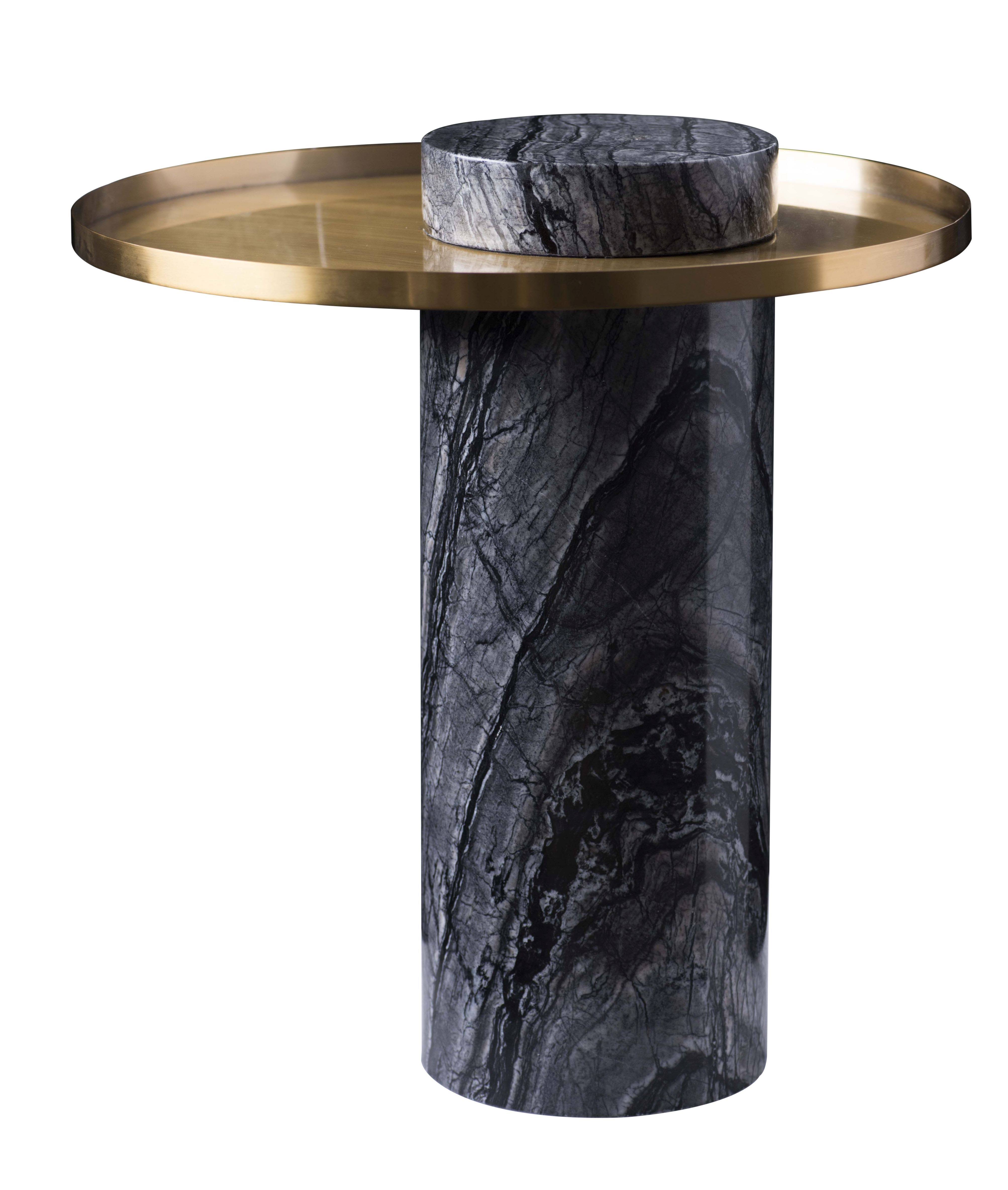 Nuevo Pillar Side Table - Silver