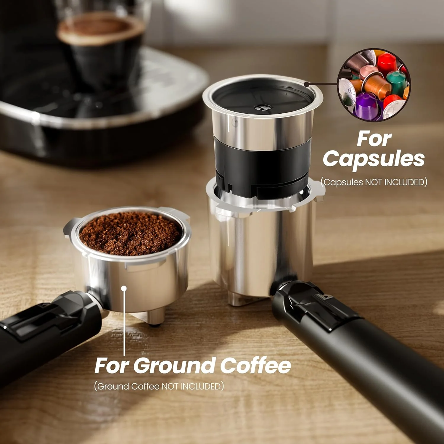 Espresso Machine 15 Bar, Semi-Automatic Coffee Maker with Bean Grinder and Milk Frother Steam Wand CM8050