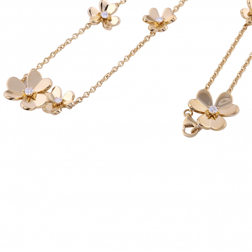 Van Cleef & Arpels Frivole Necklace 9 Flower 18K Yellow Gold Diamond VCARD31500