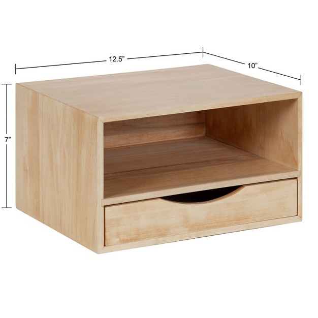 Kate And Laurel Hutton Floating Wall Shelf With Drawer