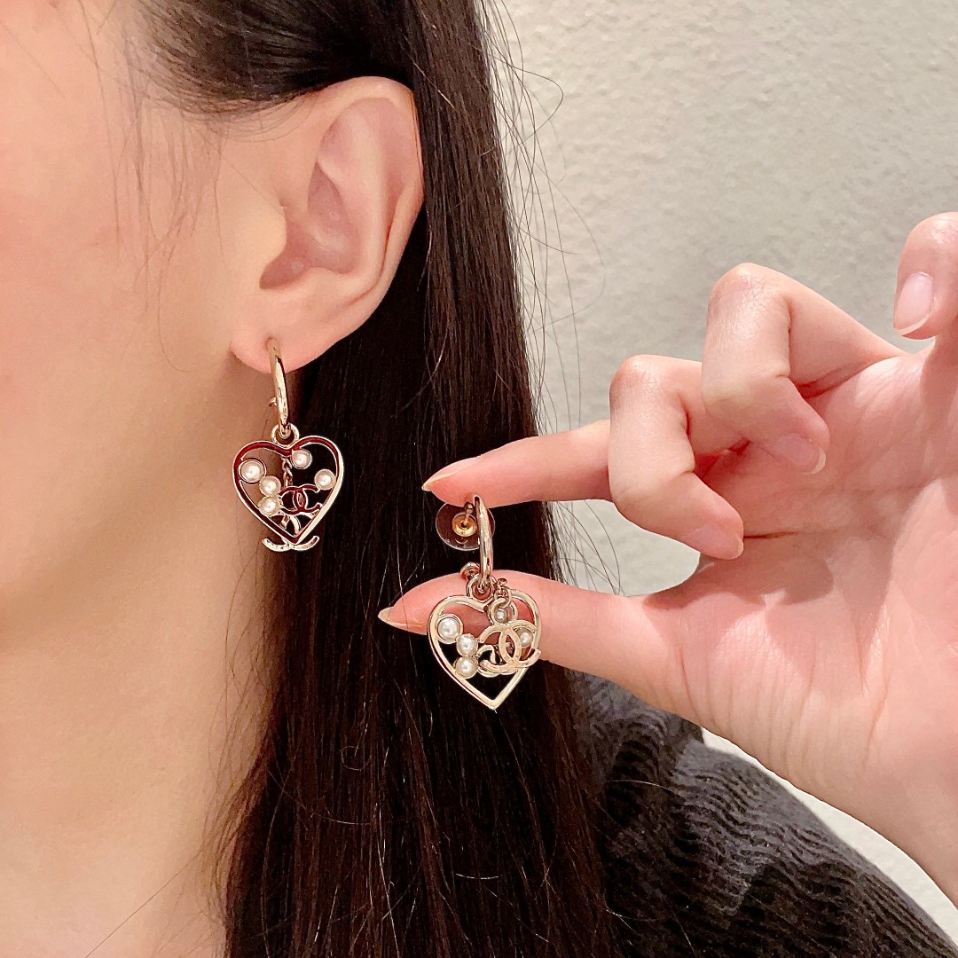 Chanel Double C Heart Earrings - cnluxepick
