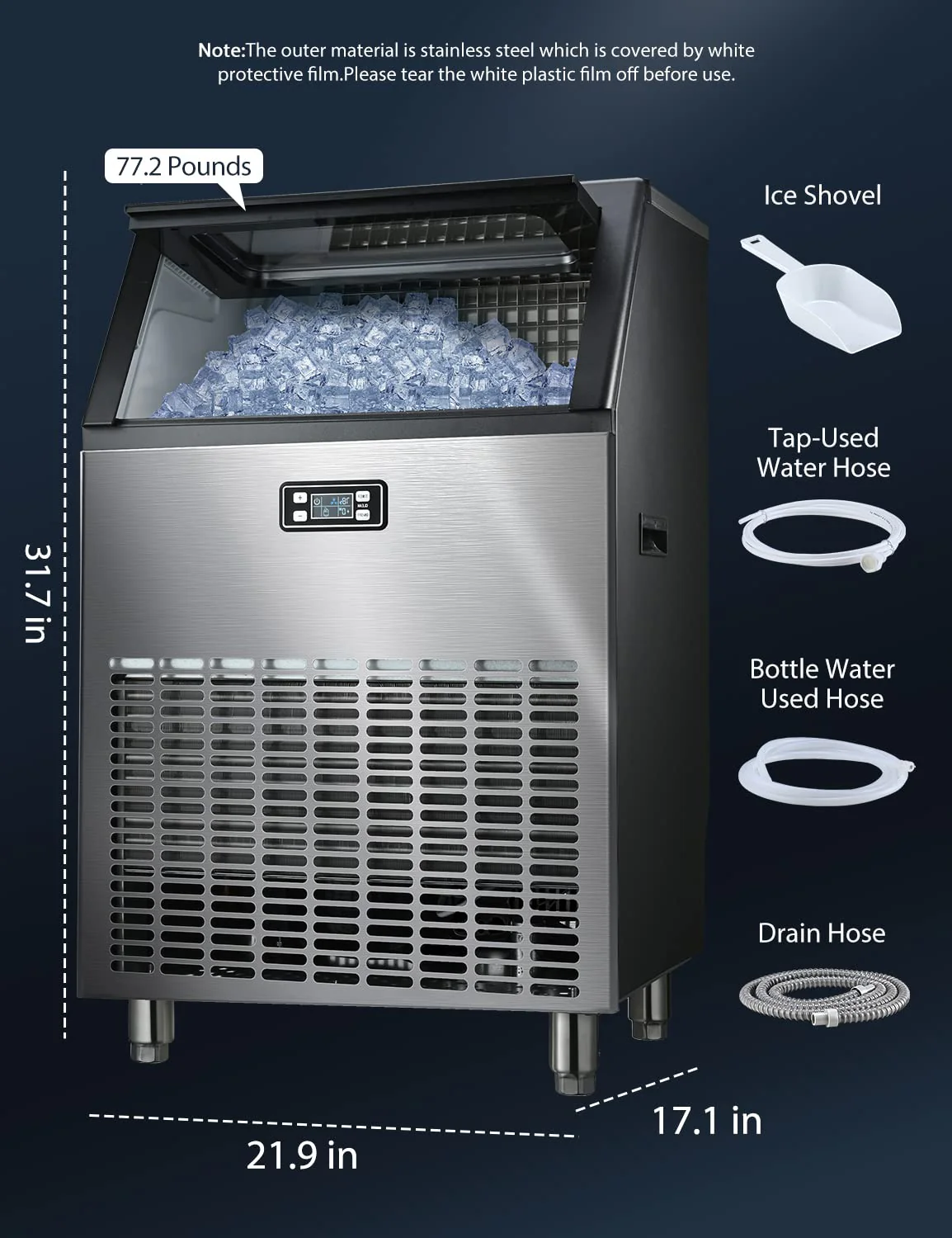 200LBS Freestanding Commercial Ice Maker Z5895
