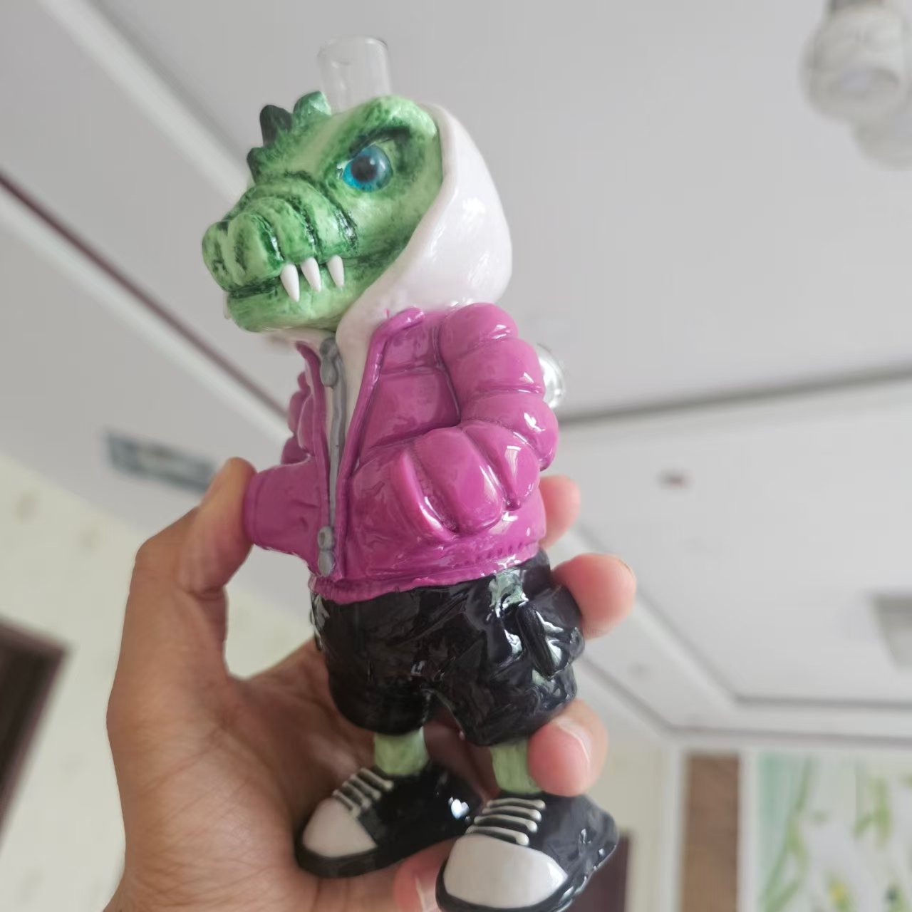 Dinosaur mini dab rig purple jacket details