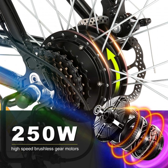 26” Folding Electric Mountain Bike 250W Electric Bicycle with Removable Large Capacity Lithium-Ion Battery, Professional 21 Speed Gears