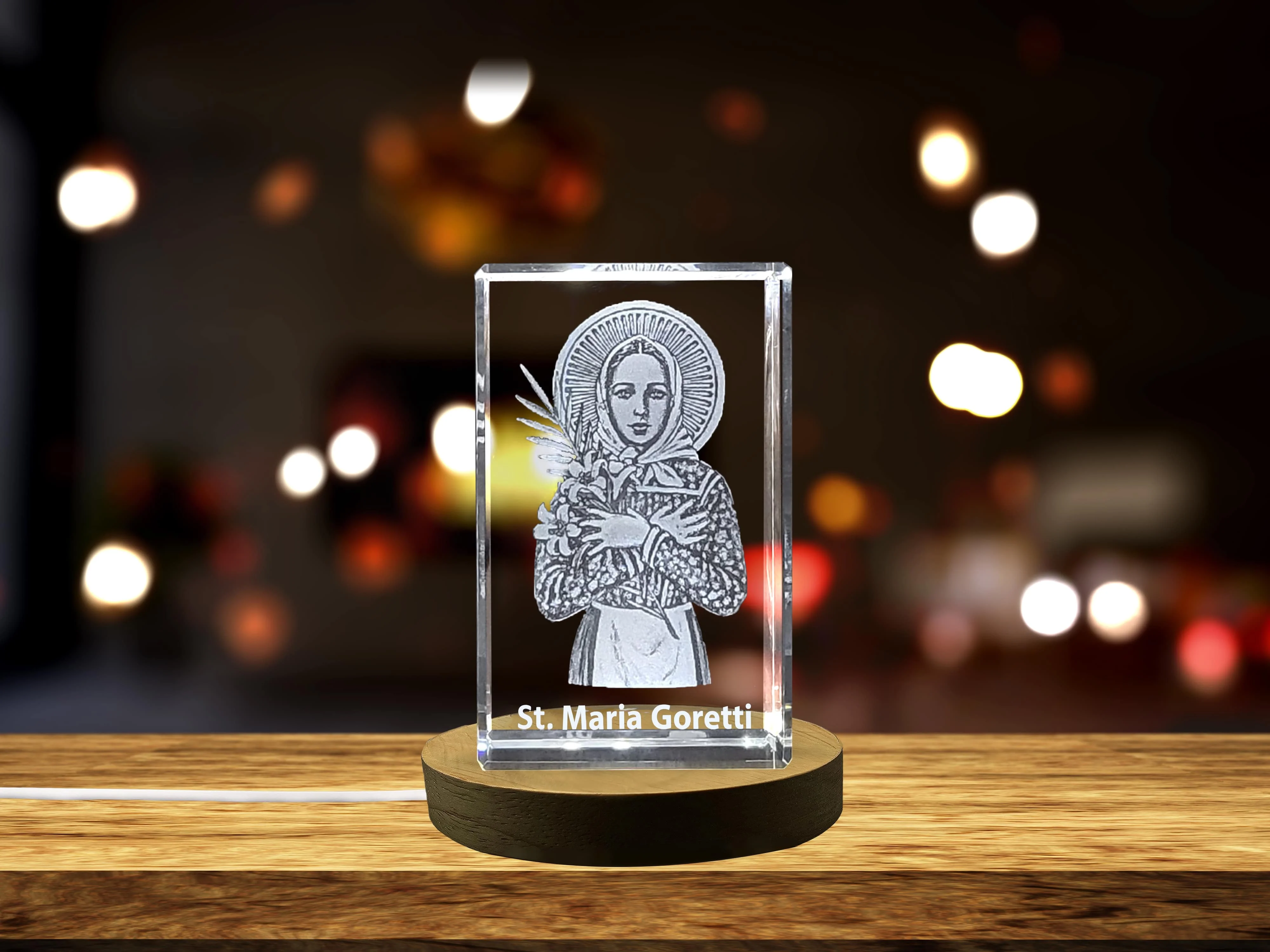 St. Maria Gorettl | Patron Saint of Purity and Victims of Abuse Gift | Religious 3D Engraved Crystal