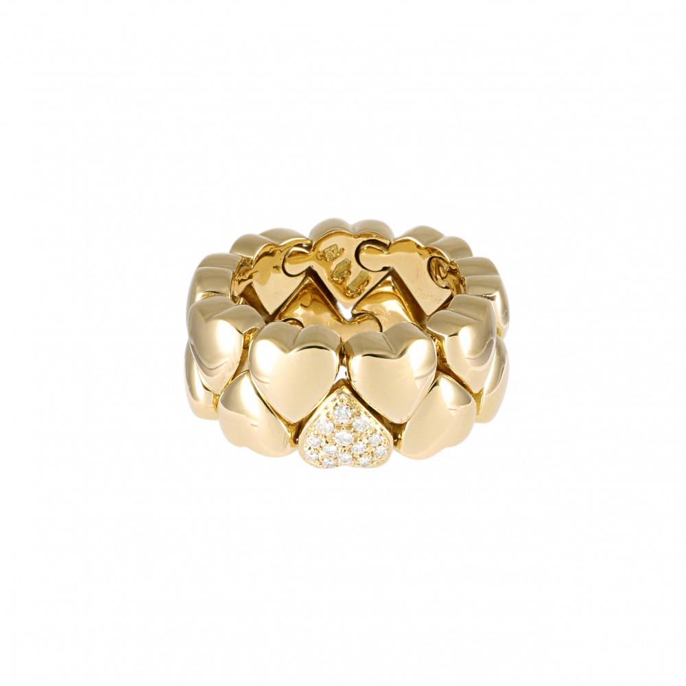 Cartier Double Heart Ring 18K Yellow Gold Diamond