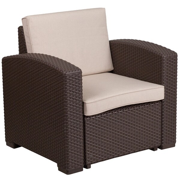 Faux Rattan Chair with AllWeather Cushion