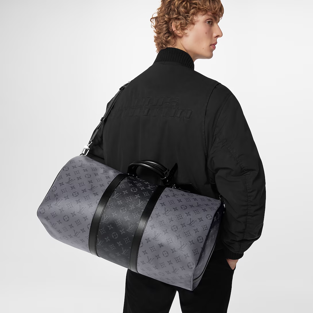 Louis Vuitton Keepall Bandouliere Monogram Eclipse Reverse 50 Gray 50cm M45392