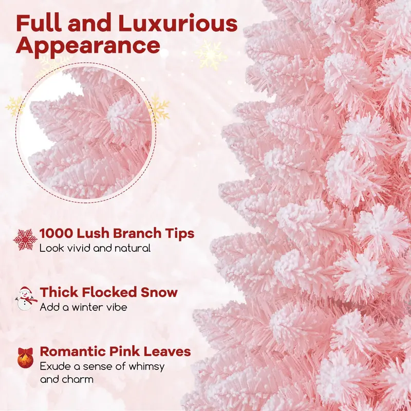 Slim Pre-Lit Pencil Christmas Tree Set – Available in 3′, 4′, and 5′ Heights with Snow-Flecked Foliage