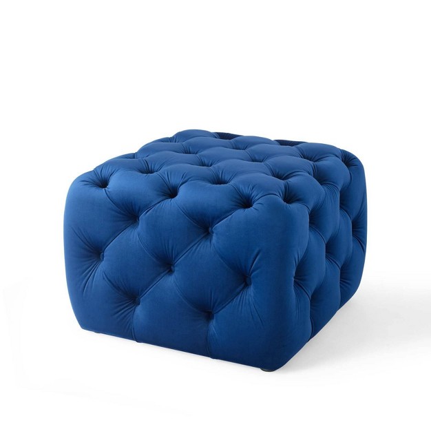 Amour Tufted Button Square Performance Velvet Ottoman Modway