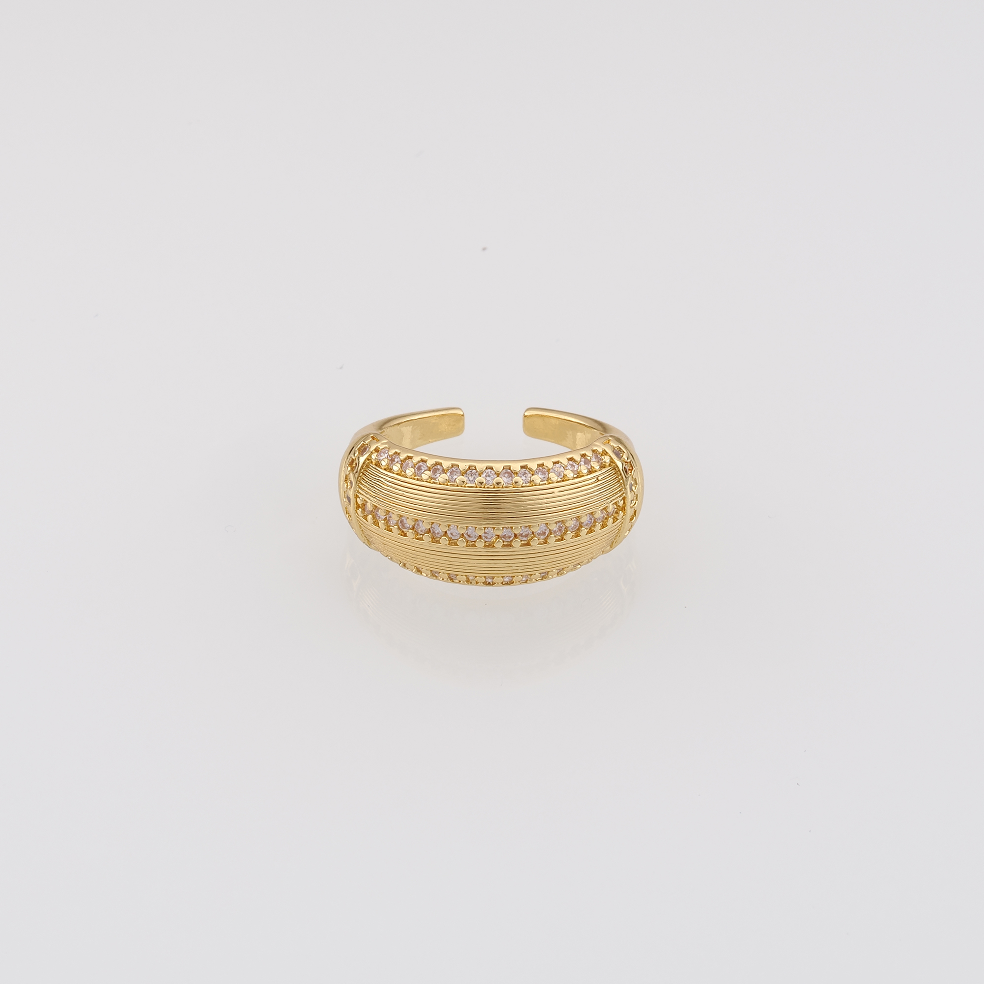 18K Gold Filled Wide CZ Ring,Dainty Zircon Ring,Adjustable Ring,Minimalist Ring,Open Ring