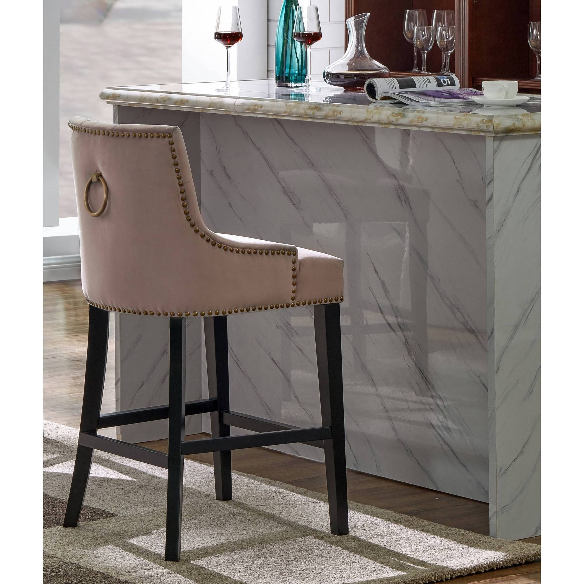 Chic Home Lyric Blush Velvet Nailhead Counter Stool Chair