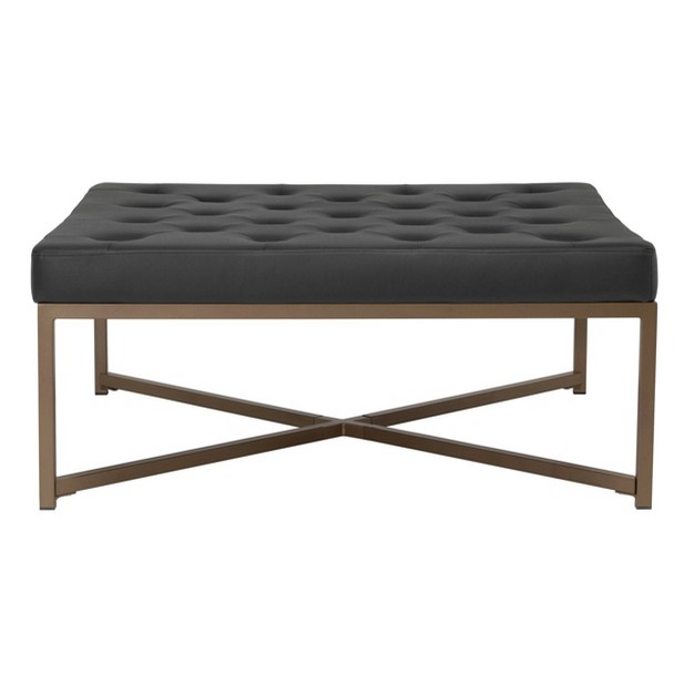 Camber Modern Large Cocktail Tufted Square Ottoman With Metal Frame And Blended Leather Studio Designs