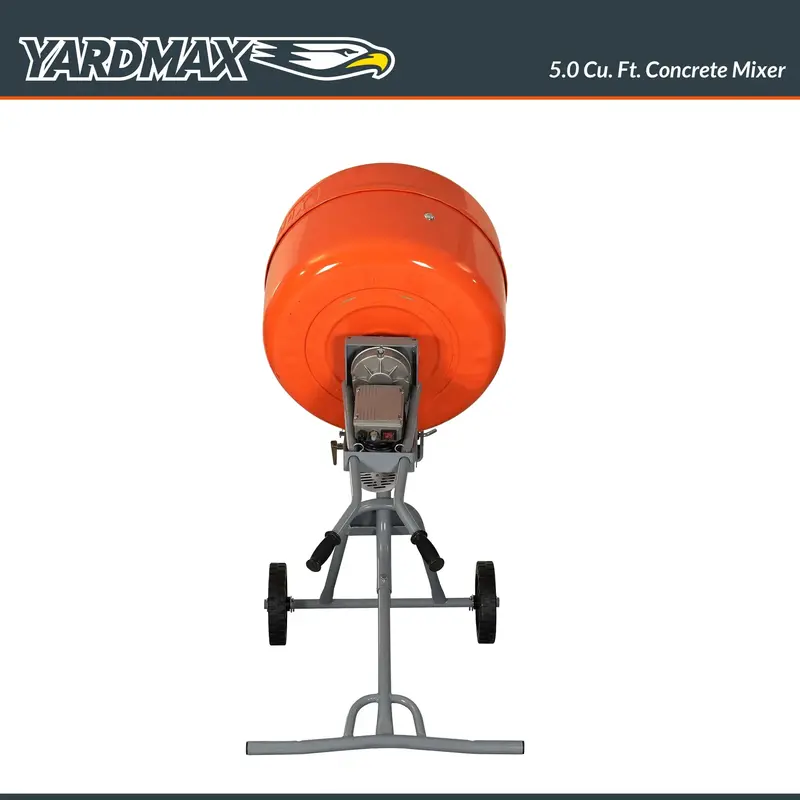 YARDMAX YM0146 Concrete Mixer – 5.0 Cu. Ft. Drum Capacity, Heavy-Duty Steel Construction