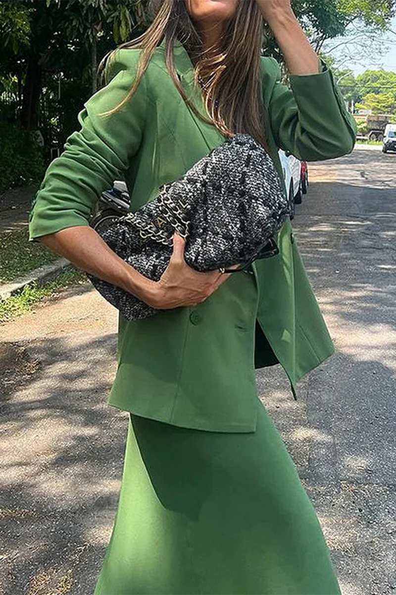 Elegant V-Neck Sleeveless Pocket Midi Two-Piece SetClistos