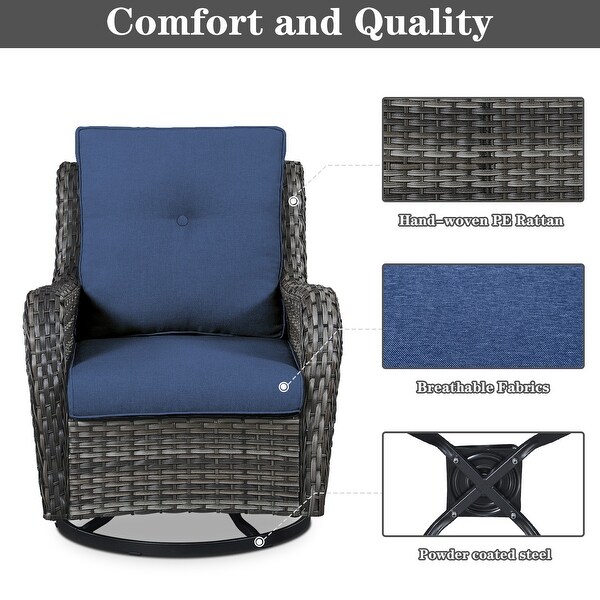 Patio Glider Chair Sofa with Fire Pit Table