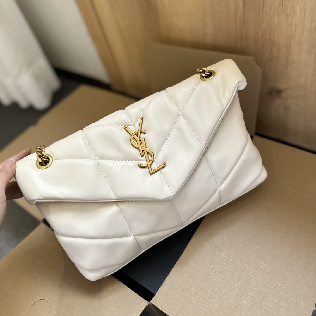 Saint Laurent Loulou Puffer Small Shoulder Bag In Soft Cream 28Cm