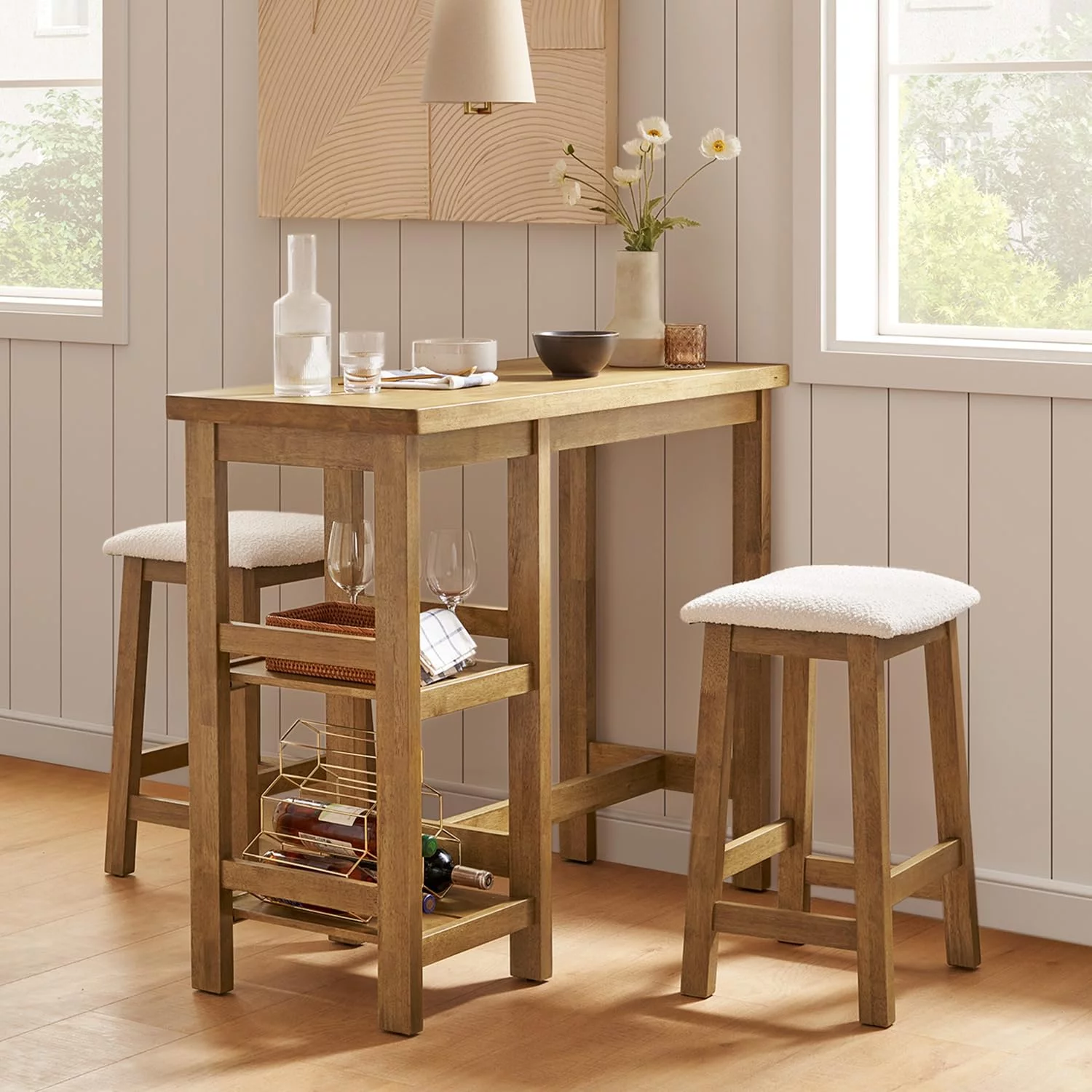 Mopio Kelly Bar Table, Dining Table Set for 2, Small Kitchen Table, Counter Height Table, High Top Table