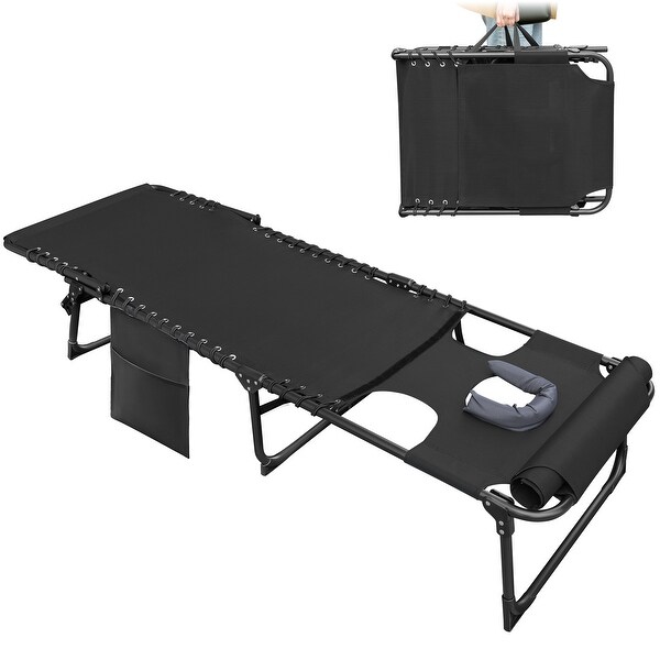 Homall Foldable with Facehole,Lounge Coffee Chair 12 Inch High 5Position Adjustable Patio Lounge Chair Beach Pool Coffee Chair