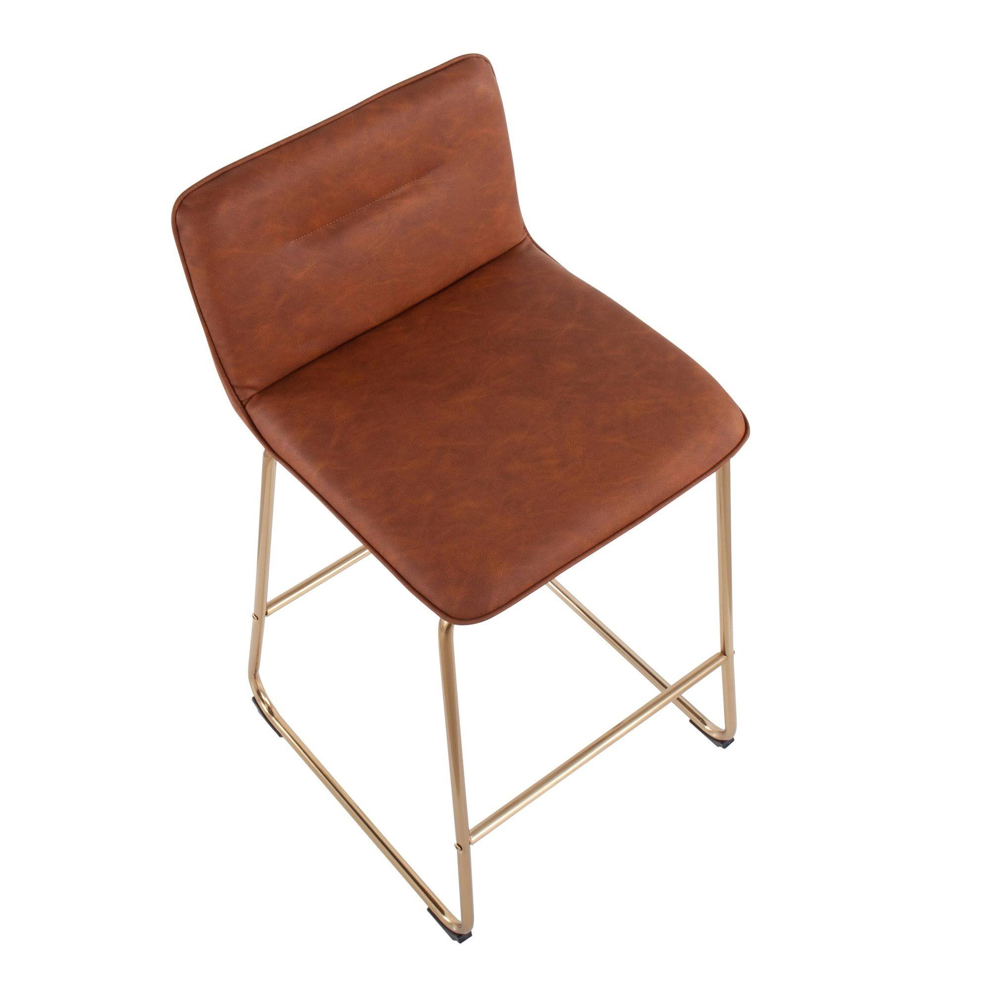LumiSource Casper Fixed-Height Counter Stool - Set of 2, Gold Metal, Cream Velvet