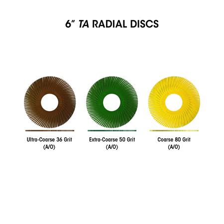 Dedeco Sunburst 6 in. 80-Grit TA Radial Discs 1 in. Arbor Coarse Thermoplastic Cleaning and Polishing Tool (40-Pack) 1895