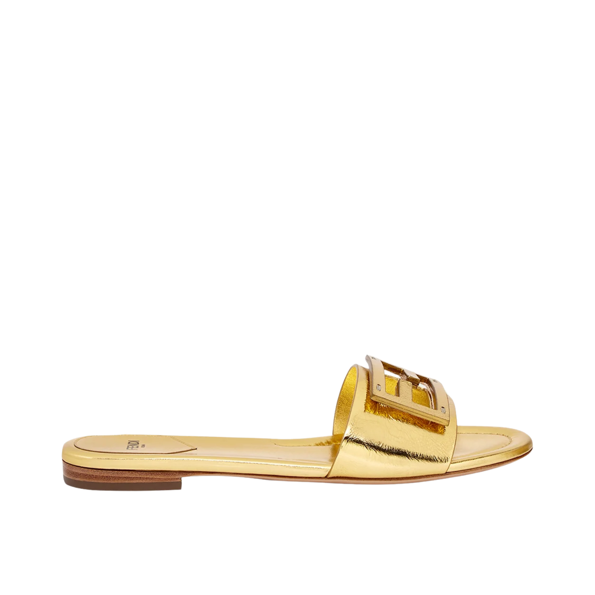 Fendi Baguette Gold Nappa Leather Slides 8R8136Ai16F0Xv6