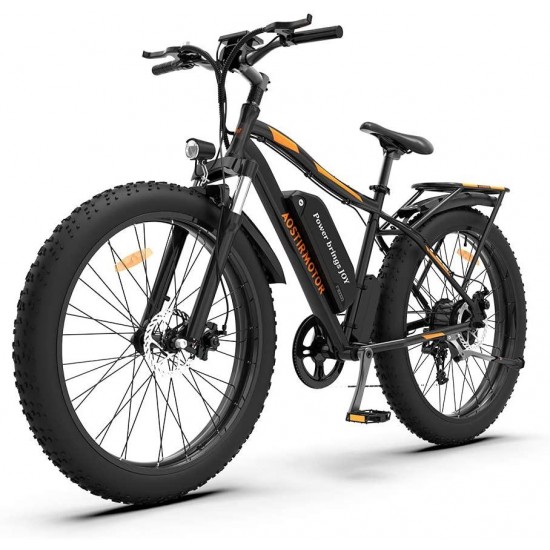 Electric Mountain Bike, 750W Motor&48V 13AH Battery Ebike with Rack and Fender, 26 4.0 Inch Fat Tire Bike, Electric Bicycle for Adults