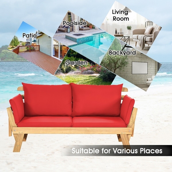 Adjustable Patio Convertible Sofa with Thick Cushion