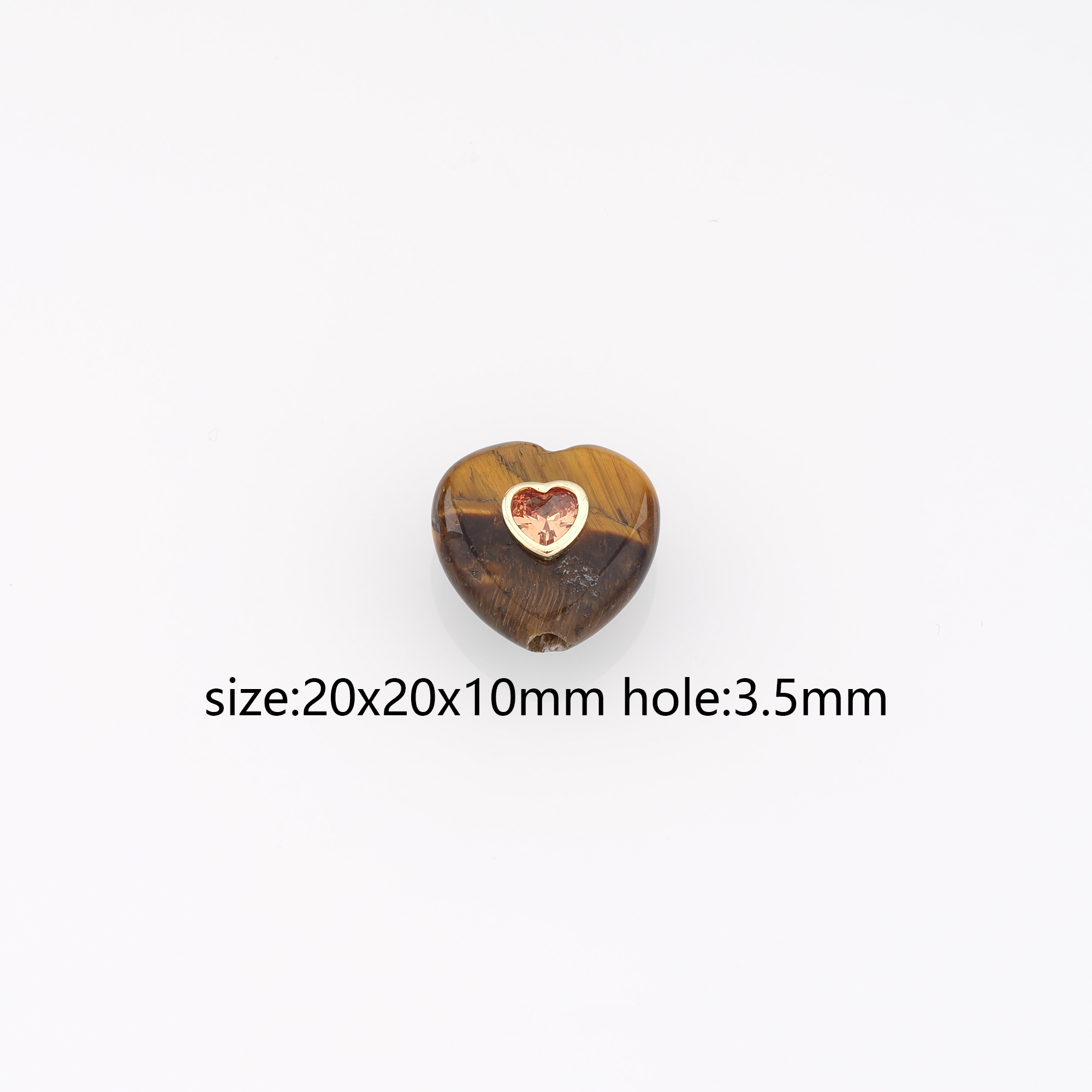 18K Gold Filled Heart Spacer Beads,Natural Stone Heart Bead for Bracelet Jewelry Necklace Making Supply