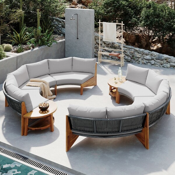 Curved Shape Sofa Set PE Wicker Furniture Conversation Sets