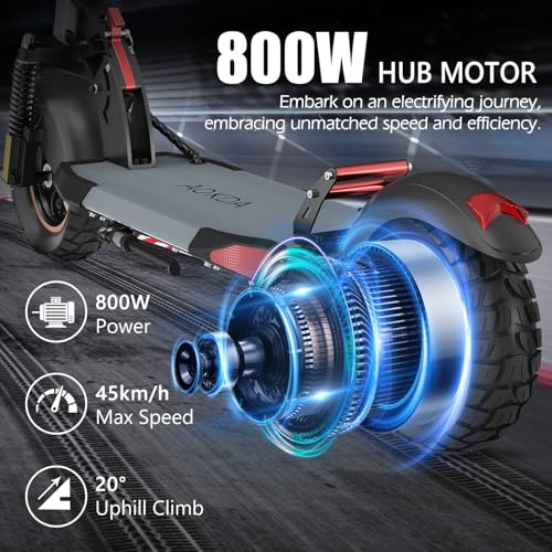 Electric Scooter Adults, 800W Motor & 28 MPH Portable Folding Commuting Eletric Scooter, Up to 22 Miles Range, 10