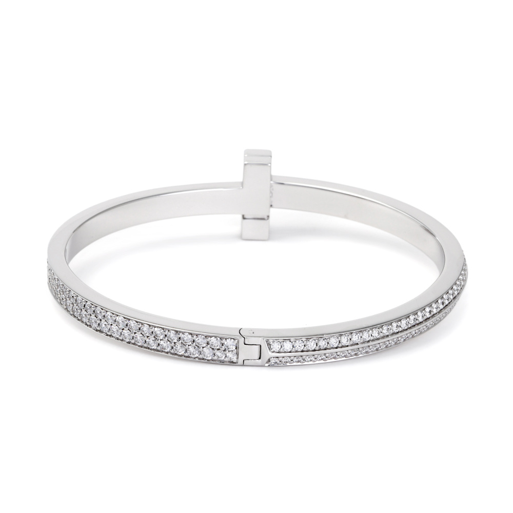 Tiffany & Co. Tiffany T One Wide L Bracelet 18K White Gold Diamond 68127408