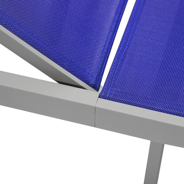 Aluminum Beach Pool Sun Lounge Chair Sling Mesh Fabric Reclining Stackable Lounger Chair