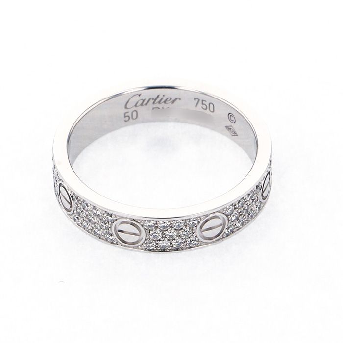 Cartier Love Wedding Pave Diamond Ring 18K White Gold