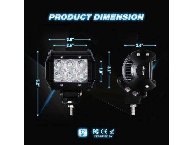 Nilight 42 inch 240W Spot Flood Combo LED Light Bar 2pcs 4 inch 18W Spot LED Fog Lights with Off Road Heavy Duty Wiring Harness,