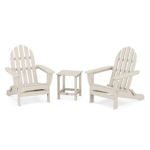 POLYWOOD Classic Folding Adirondack 3Piece Set with Long Island 18