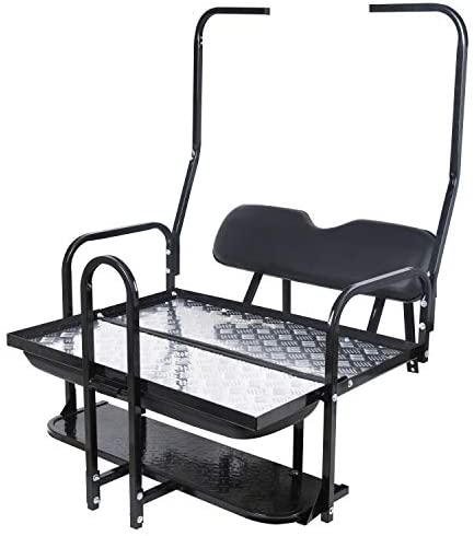 ECOTRIC Flip Folding Rear Back Flip Seat Kit Compatible with 1982-2000.5 Club Car DS Golf Cart W/Free Grab Bar & Roof Support