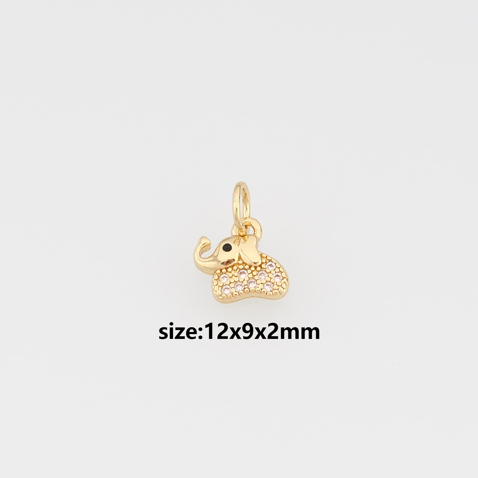 18K Gold Filled Elephant Pendant,CZ Micro Pave Elephant Charm Earrings Necklace for DIY Jewelry Making Supply