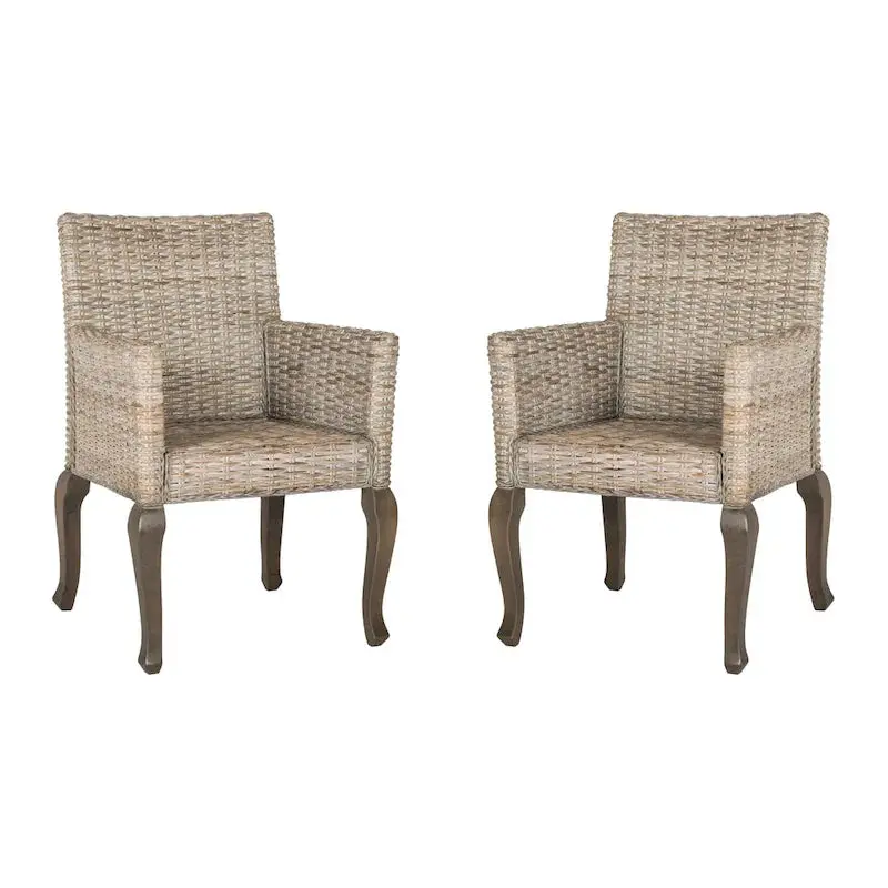 Safavieh Alearda Natural-Finish Dining Chairs (Set of 2) – Solid Wood Construction, 23″W x 24.4″D x 34″H