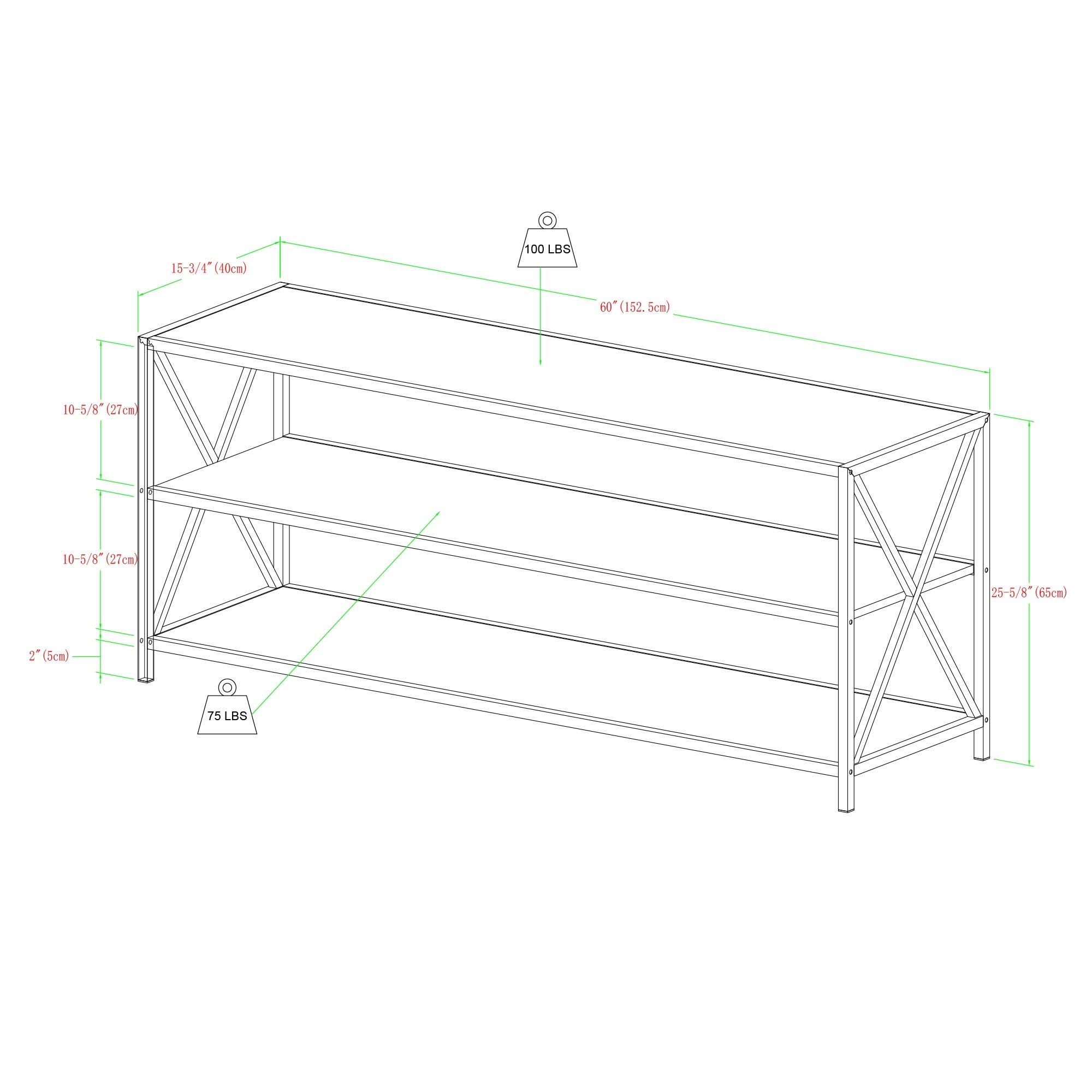 Carbon Loft Hattie 3-Piece X-Frame Entertainment Wall - Slate Grey / Black Metal