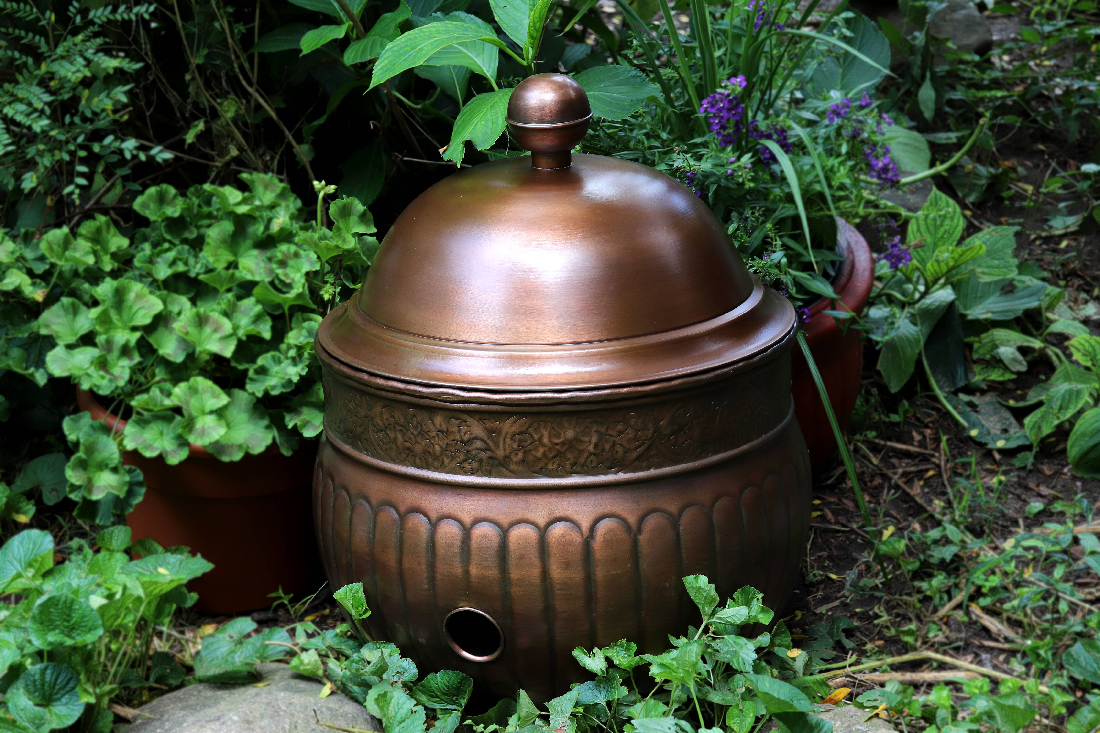 Good Directions La Jolla Hose Pot with Lid, Copper Finish - Holds 150 ft. Hose