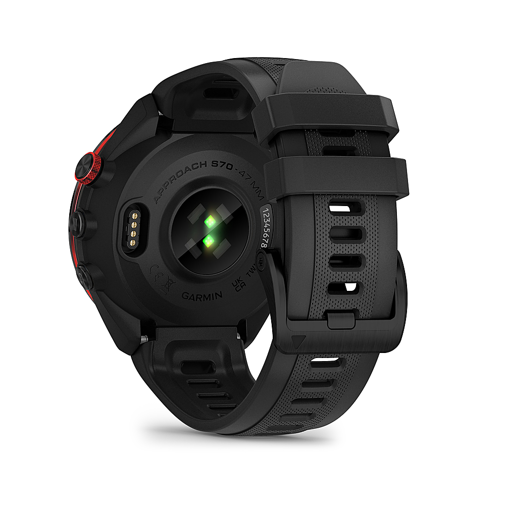 Garmin - Approach S70 GPS Smartwatch 47mm Ceramic - Black Ceramic Bezel with Black Silicone Band