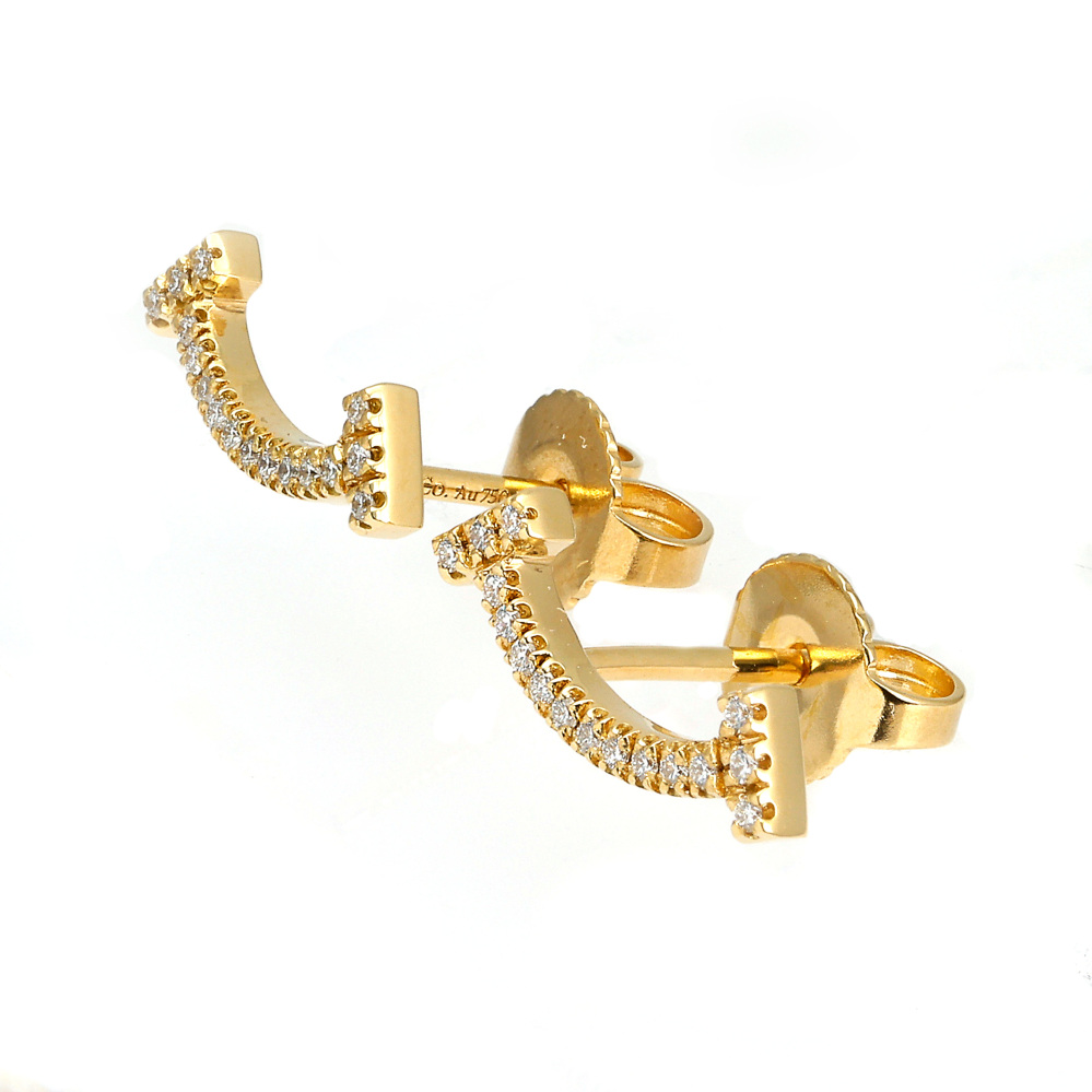 Tiffany & Co. Tiffany T Smile Earrings 18K Yellow Gold Diamond 60150725