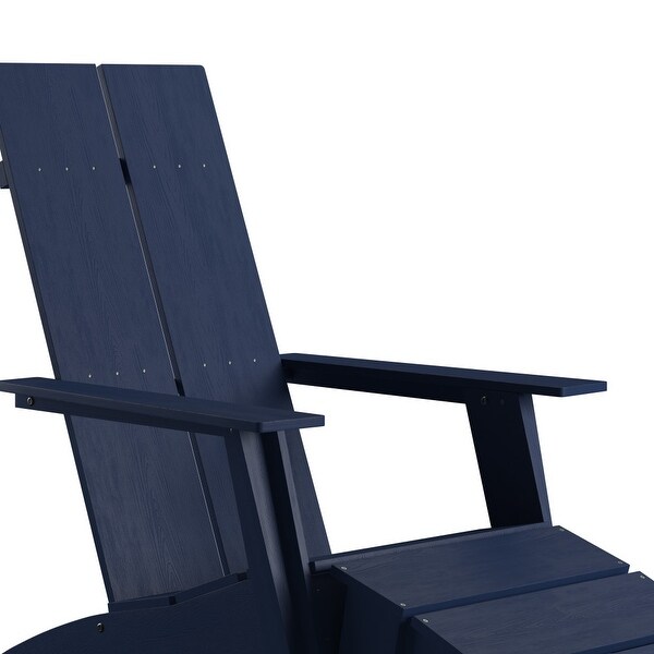 Modern AllWeather Dual Slat Adirondack Style Chair with Footrest