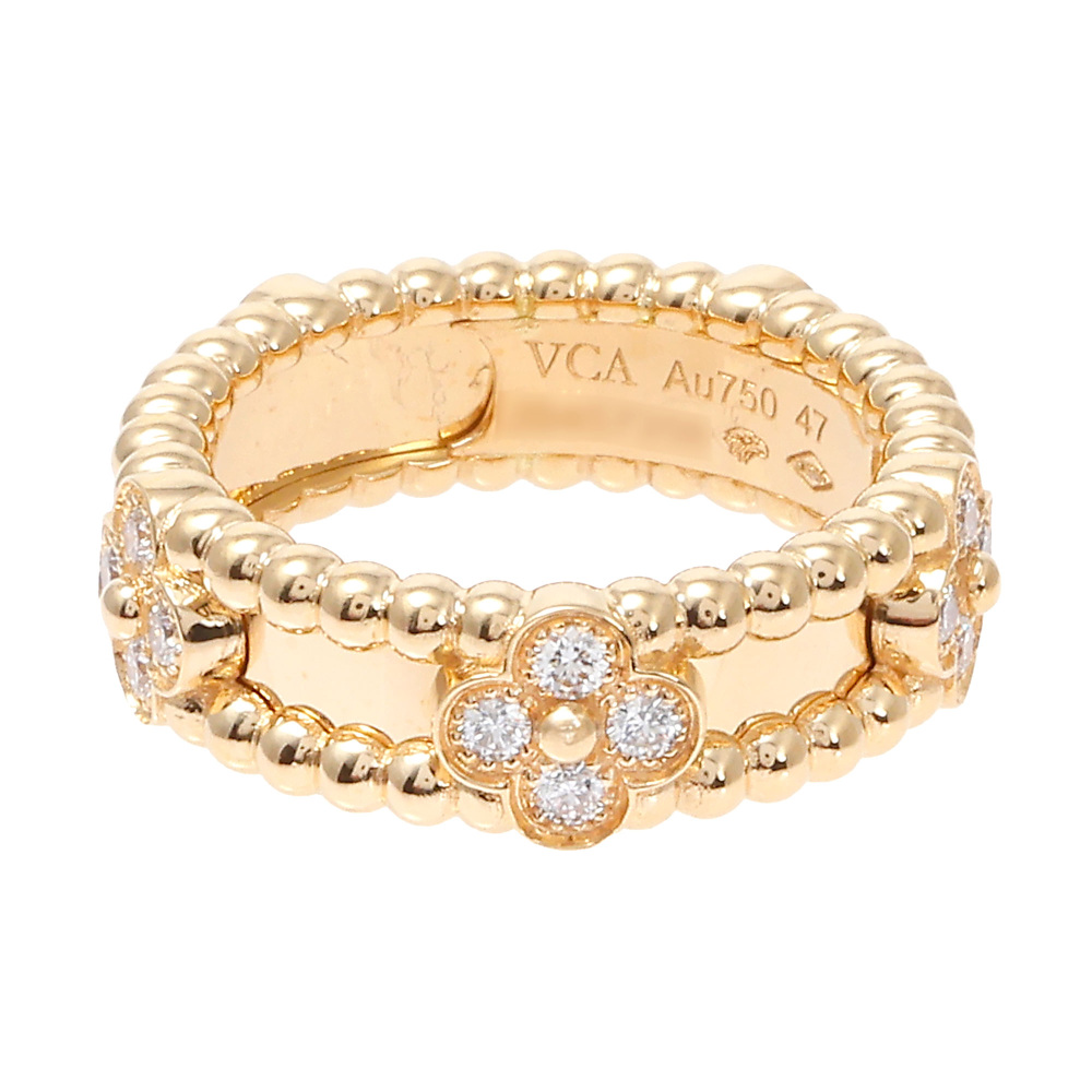 Van Cleef & Arpels Perlet Sweet Clover Ring 18K Yellow Gold Diamond VCARP6MM