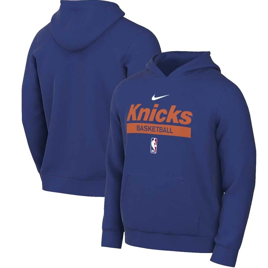 Men's New York Knicks 2022/23 Spotlight On-Court Practice Performance Pullover Hoodie