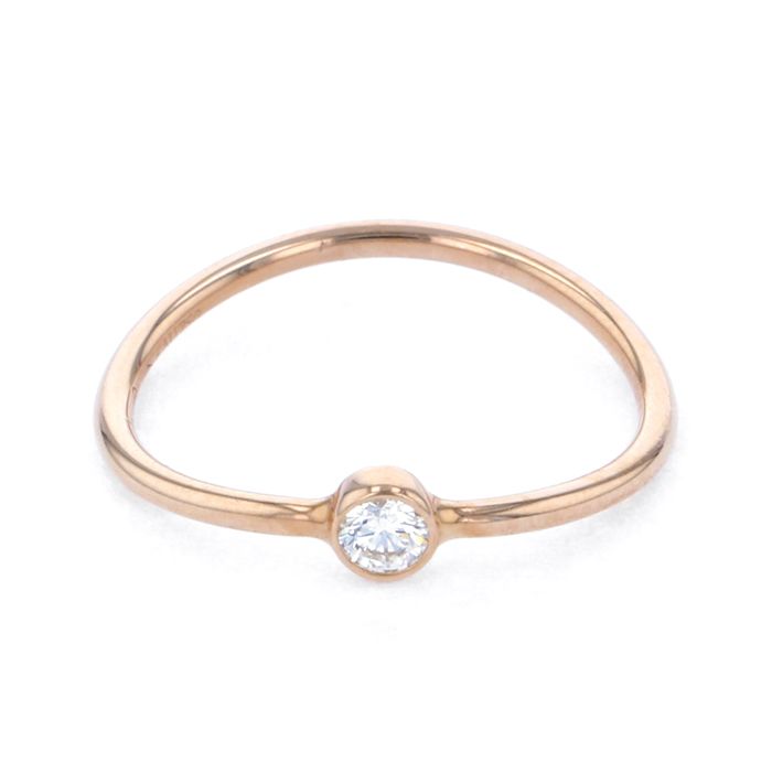 Tiffany & Co. Elsa Peretti Wave Single Row Diamond Ring 18K Rose Gold